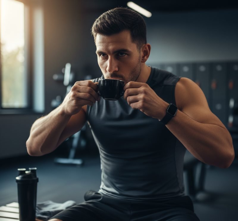 Pán co pije kávu v posilovně Pán co pije kávu v posilovně